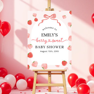 Berry Sweet Girl's Strawberry Baby Shower Welcome  Foam Board