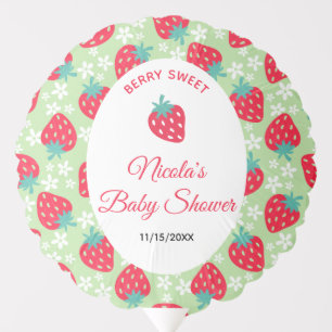 Berry Sweet Green Strawberry Baby Shower Balloon