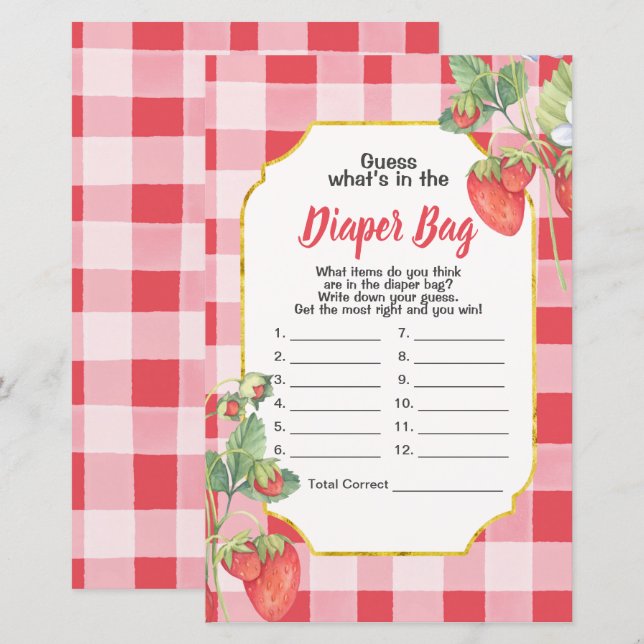 Berry Sweet Guess What's In the Diaper Bag (Front/Back)