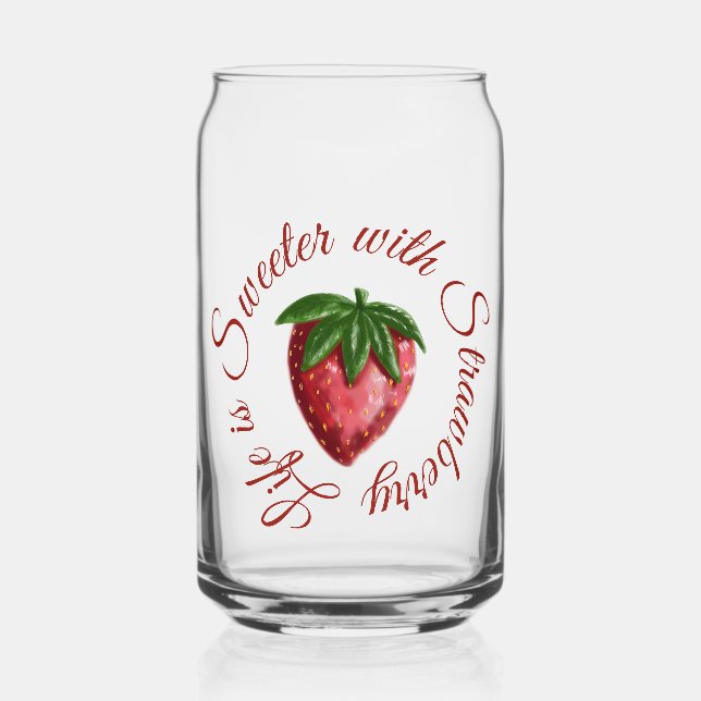 Berry Sweet Hand-Drawn Strawberry Pattern Glass  (Front)