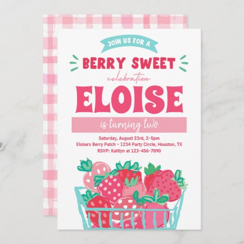 Berry Sweet Invitation  Strawberry Invitation