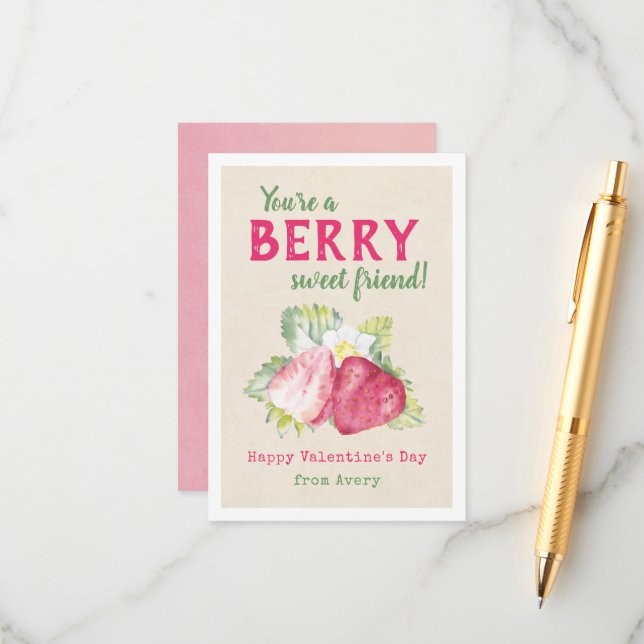 Berry Sweet Kids Classroom Valentine's Cards (Front/Back In Situ)