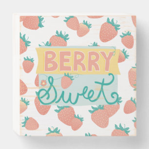 Berry Sweet Lettered Strawberry Baby Shower Wooden Box Sign
