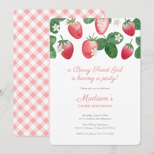 Berry Sweet Little Girl Strawberry Birthday Party