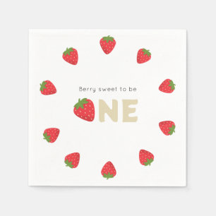 Berry sweet minimal 1st birthday napkins