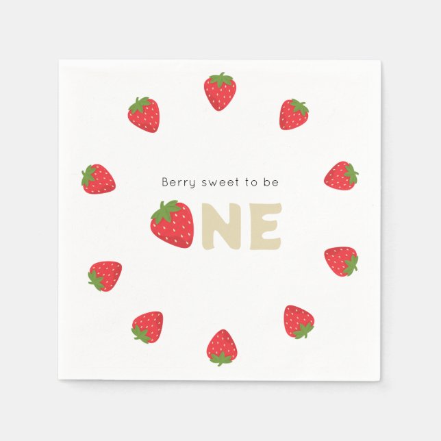 Berry sweet minimal 1st birthday  napkins (Front)