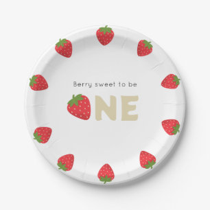 Berry sweet minimal 1st birthday  paper plates