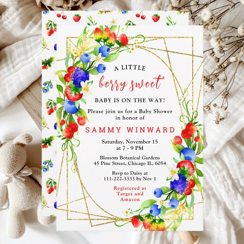 Berry Sweet Mixed Berries Baby Shower Invitation