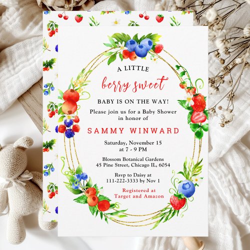 Berry Sweet Mixed Berries Baby Shower Invitation