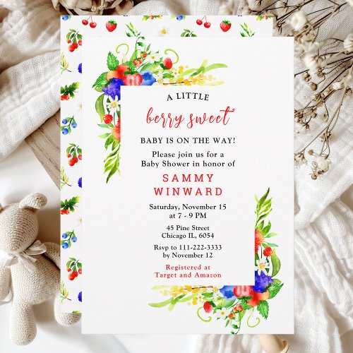 Berry Sweet Mixed Berries Baby Shower Invitation