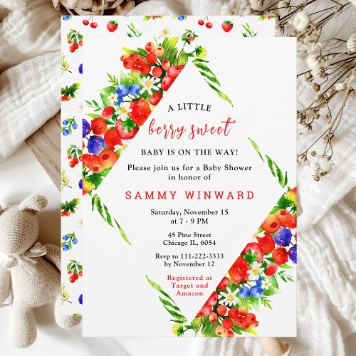 Berry Sweet Mixed Berries Baby Shower Invitation