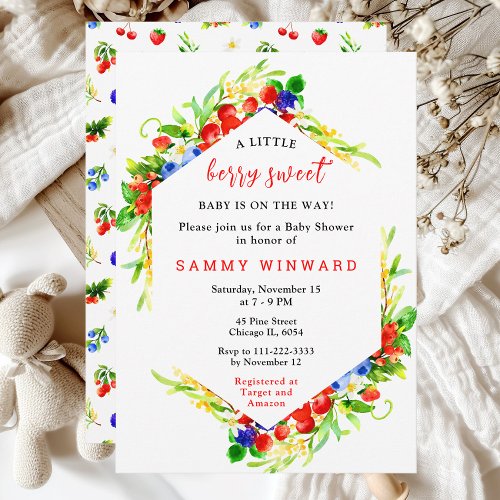 Berry Sweet Mixed Berries Baby Shower Invitation