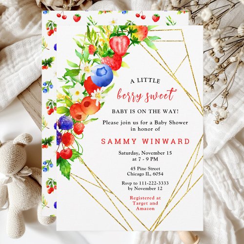 Berry Sweet Mixed Berries Baby Shower Invitation