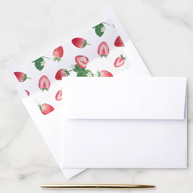 Berry Sweet Occasion Strawberry Party Invitation Envelope Liner (Desk)