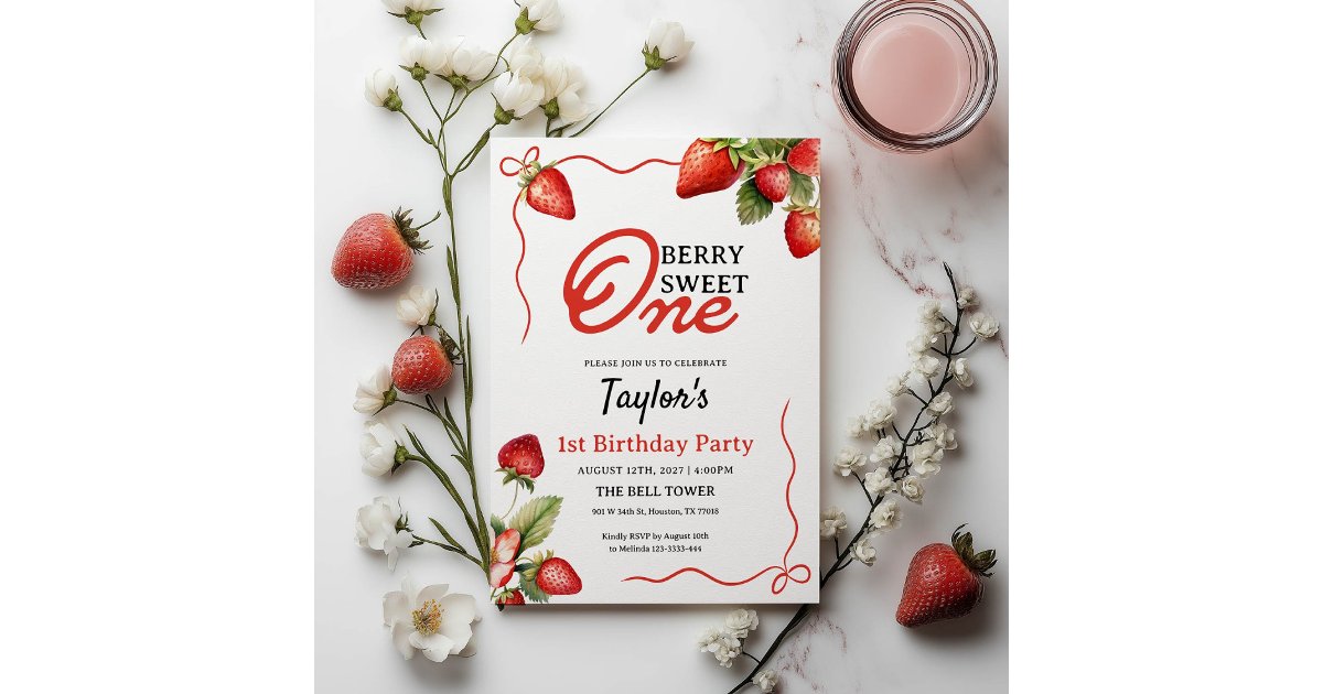 Berry Sweet One 1st Birthday Invitation | Zazzle