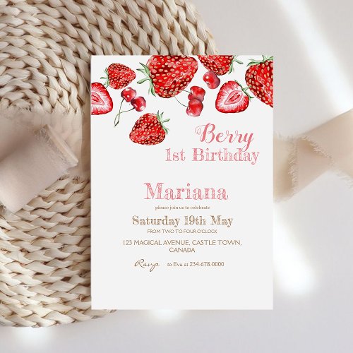 Berry sweet one first birthday Berry Birthday Invitation