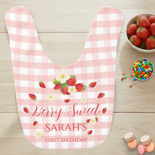 Berry Sweet One Strawberry 1st Birthday Baby Bib
