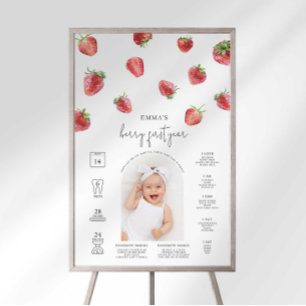 Berry Sweet One Strawberry 1st Birthday Milestone  Foam Board