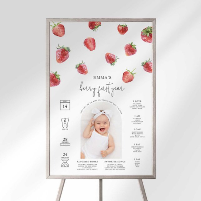 Berry Sweet One Strawberry 1st Birthday Milestone  Foam Board (Creator Uploaded)