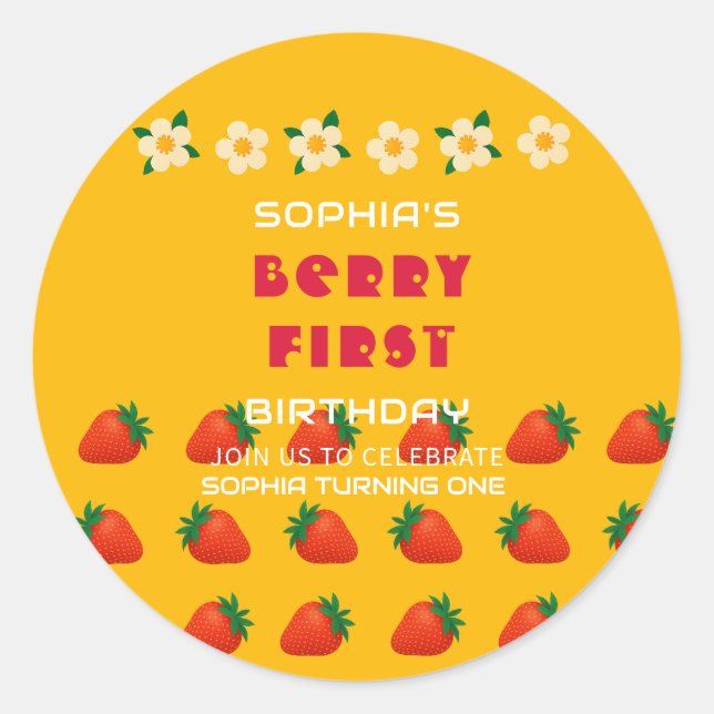Berry Sweet Party  Classic Round Sticker (Front)