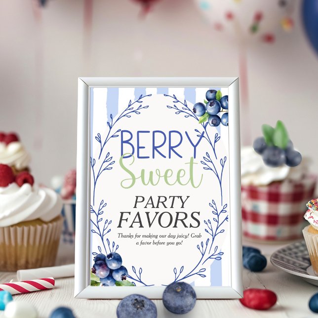 Berry Sweet Party Favor Blueberry  Sign  Invitation (Berry Sweet Party Favor Blueberry Sign )