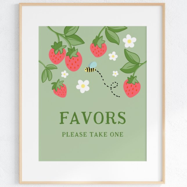 Berry Sweet Party Favor Strawberry Birthday Sign (Creator Uploaded)