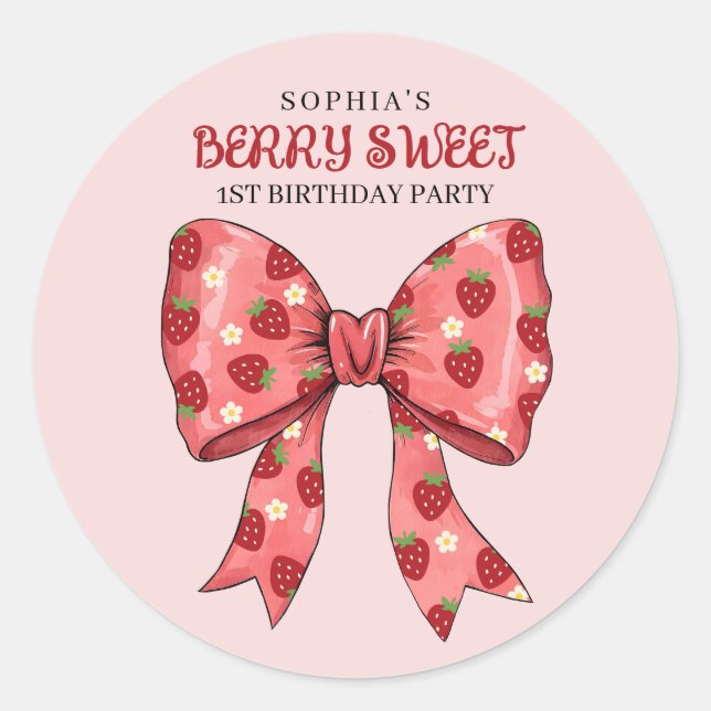  Berry Sweet Party Invitation Classic Round Sticker (Front)