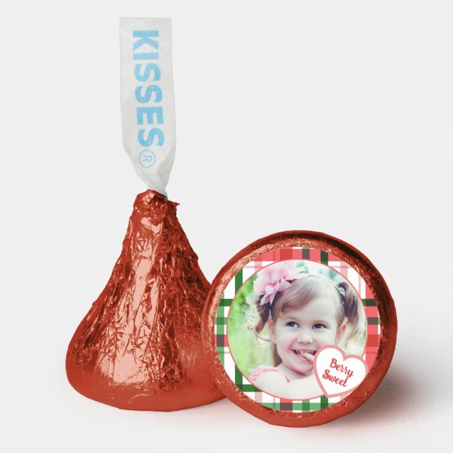 Berry Sweet Pink and Green Plaid Child Photo Hershey®'s Kisses® (Front)