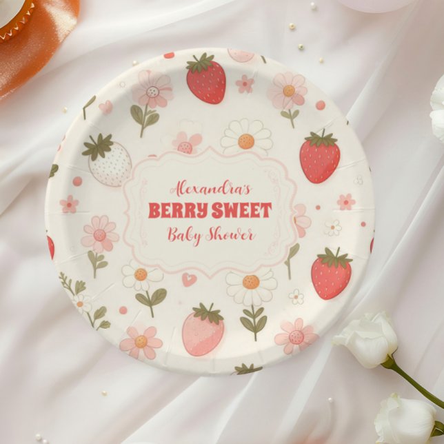Berry Sweet Pink Coquette Baby Paper Plates (Creator Uploaded)
