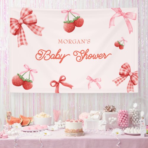 Berry Sweet Pink Coquette Baby Shower Banner