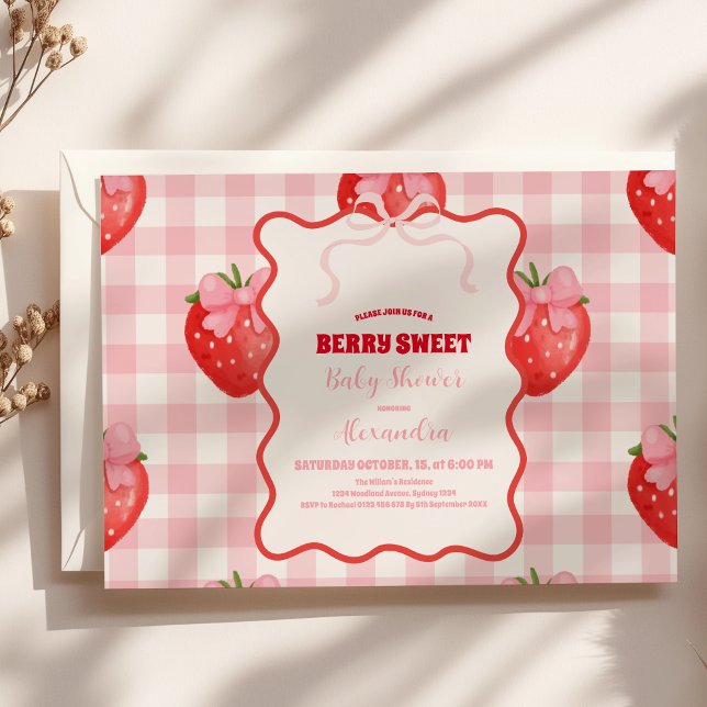 Berry Sweet Pink Coquette Baby Shower  Invitation (Creator Uploaded)