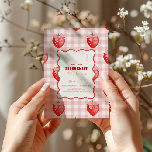 Berry Sweet Pink Coquette Baby Shower  Invitation