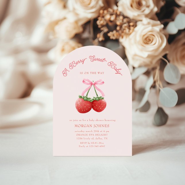 Berry Sweet Pink Coquette Baby Shower Invitation (Creator Uploaded)