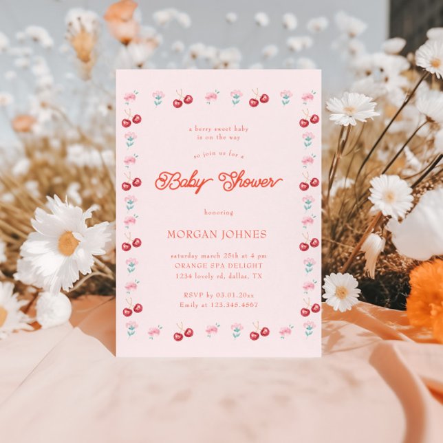 Berry Sweet Pink Coquette Baby Shower Invitation (Creator Uploaded)