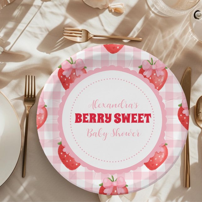 Berry Sweet Pink Coquette Baby Shower  Paper Plates (Creator Uploaded)