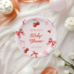 Berry Sweet Pink Coquette Baby Shower Paper Plates<br><div class="desc">Our "Berry Sweet Coquette Baby Shower" collection features watercolor strawberries with cute pink and red ribbons. The whole collection is cute and girly with many matching products for you to choose from. Check out our store for more products from this collection.</div>