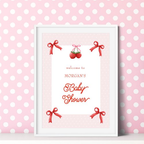 Berry Sweet Pink Coquette Baby Shower Poster