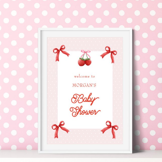 Berry Sweet Pink Coquette Baby Shower Poster (Creator Uploaded)