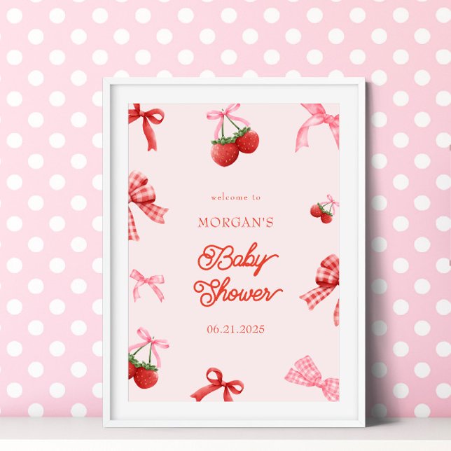 Berry Sweet Pink Coquette Baby Shower Poster (Creator Uploaded)