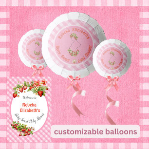 Berry Sweet Pink Gingham Baby Shower Balloon