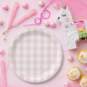 Berry Sweet Pink Gingham Birthday Party Paper Plates