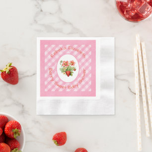 Berry Sweet Pink Gingham Shower Napkins