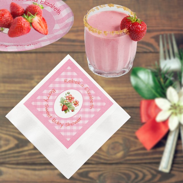 Berry Sweet Pink Gingham Shower Napkins (Creator Uploaded)