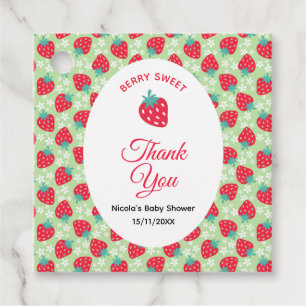 Berry Sweet Pink Strawberry Baby Shower Favor Tags