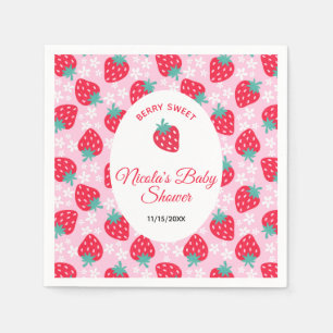 Berry Sweet Pink Strawberry Baby Shower Napkins