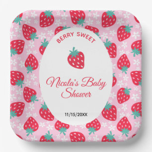 Berry Sweet Pink Strawberry Baby Shower Paper Plates