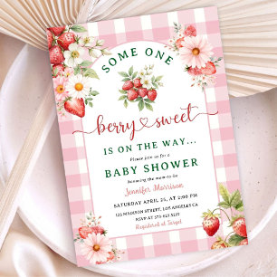 Berry Sweet Pink Strawberry Girl Baby Shower Invitation