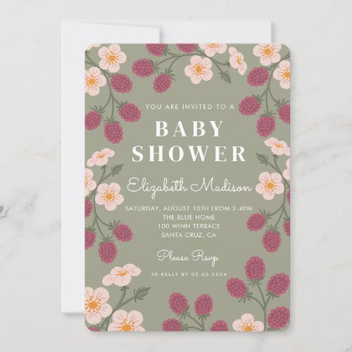 Berry Sweet raspberry Baby Shower Invitation