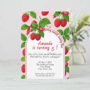 Berry Sweet Raspberry Kids Birthday Invitation 