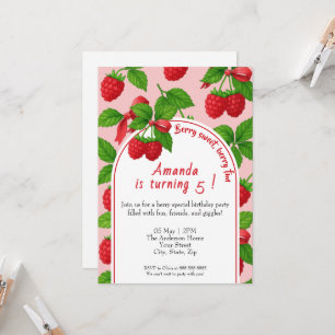 Berry Sweet Raspberry Kids Birthday Invitation 